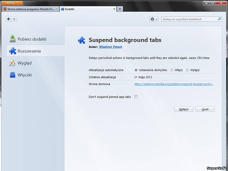 Suspend background tabs 1.0.1 для Firefox
